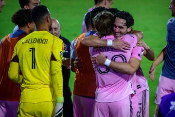 Benjamin Cremaschi was mobbed by his teammates after scoring the winning penalty in the shootout against FC Dallas. 